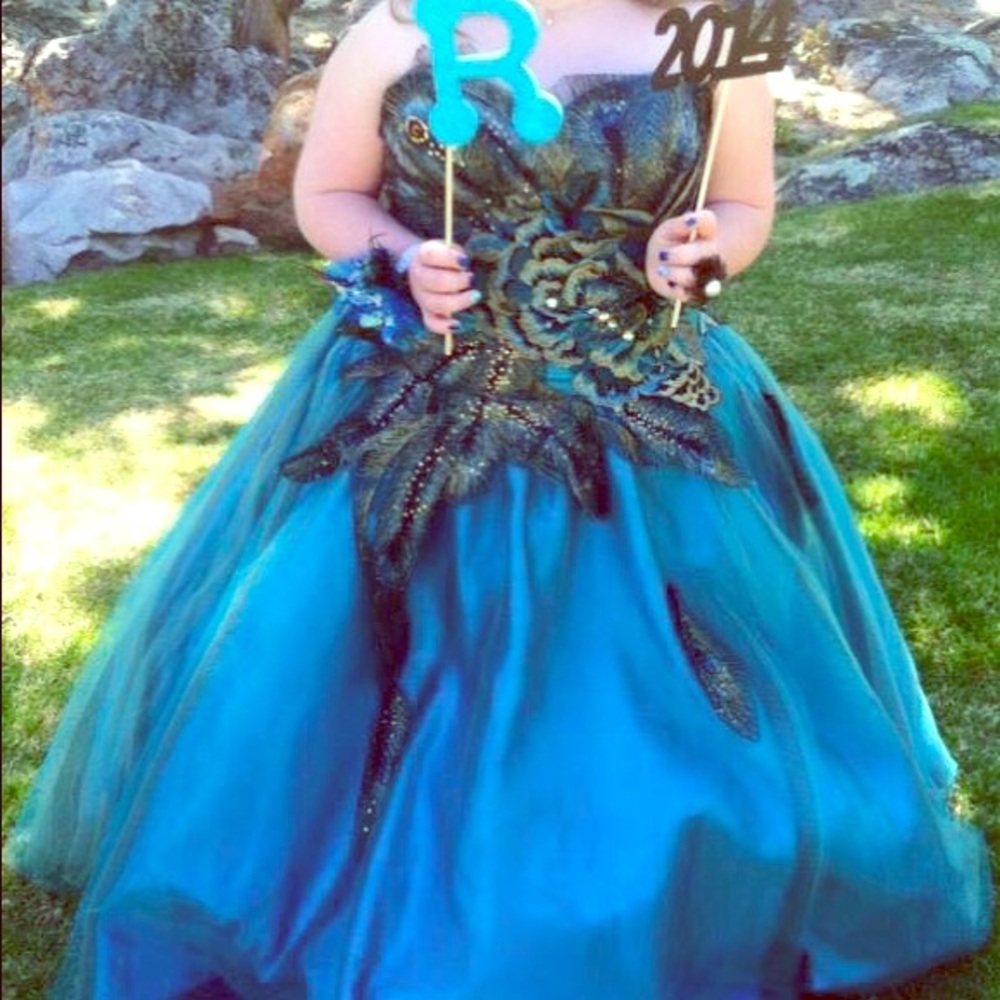 Gorgeous Peacock Full Length Prom Dress